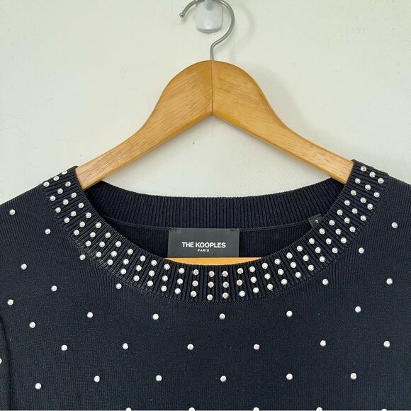 The Kooples NWOT Black Stretchy Knit Studded Dress - Picture 12 of 15